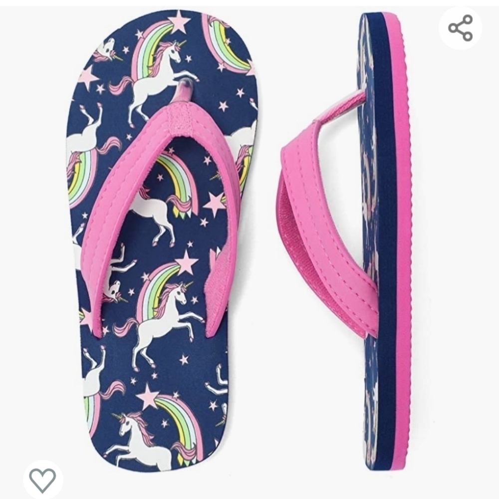 Tombik Navy Unicorn/Rainbow Flip-Flops Size 10-11